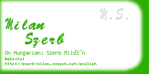 milan szerb business card